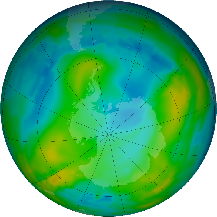 Antarctic ozone map for 13 June 2010